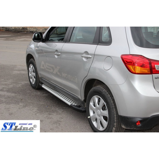 Бокові пороги Allmond Grey (2 шт., алюм.) для Mitsubishi ASX 2010-2023 рр