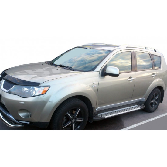 Бокові пороги Allmond Grey (2 шт., алюм.) для Mitsubishi Outlander 2006-2012рр