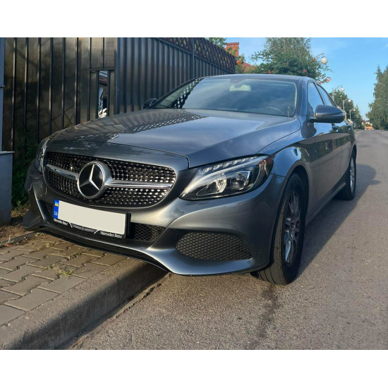 Передня решітка Diamond Silver 2014-2018, без камери для Mercedes C-сlass W205 рр