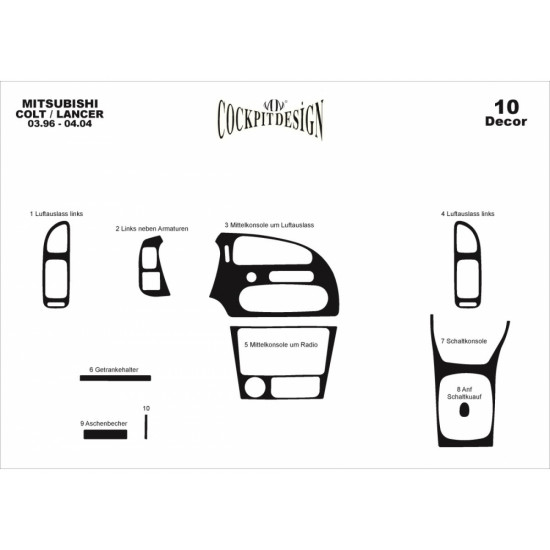 Накладки на панель Дерево для Mitsubishi Colt 1996-2004 рр