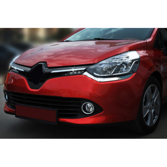 Накладки на решітку радіатора OmsaLine (2 шт, нерж.) Хром для Renault Clio IV 2012-2019 рр