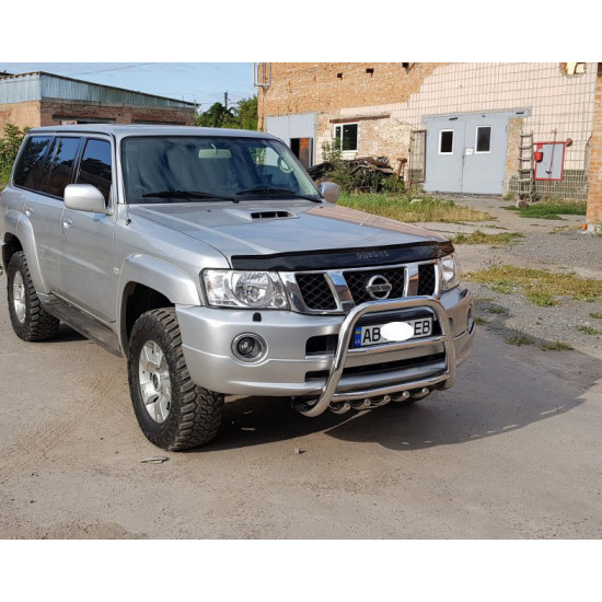 Кенгурятник QT007 (нерж) для Nissan Patrol Y61 1997-2011 рр