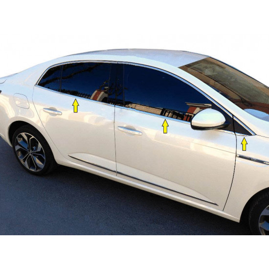 Нижня окантовка вікон (Sedan, 6 шт, нерж) OmsaLine - Італійська нержавійка для Renault Megane IV 2016-2022 рр Нижня окантовка вікон (Sedan, 6 шт, нерж) OmsaLine - Італійська нержавійка для Renault Megane IV 2016-2022 рр