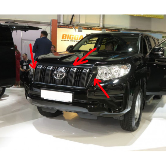 Решітка 2017-2024 чорна Оригінал (з короткими косами) для Toyota Land Cruiser Prado 150