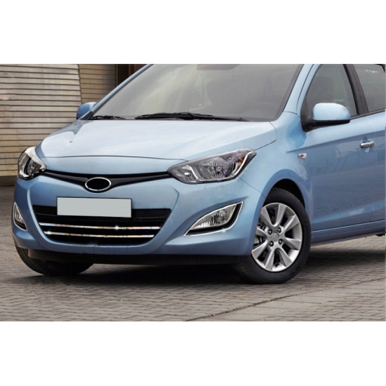 Смужки на решітку (2 шт, нерж.) для Hyundai I-20 2012-2014 рр