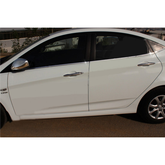 Нижні молдинги стекол (6 шт., нерж) OmsaLine - Італійська нержавійка для Hyundai Accent Solaris 2011-2017 рр