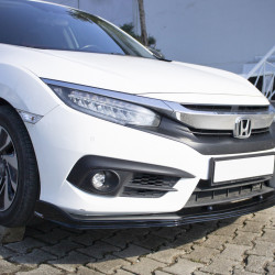 Накладка на передній бампер ЛИП V1 (чорна) для Honda Civic Sedan X 2016-2021 рр