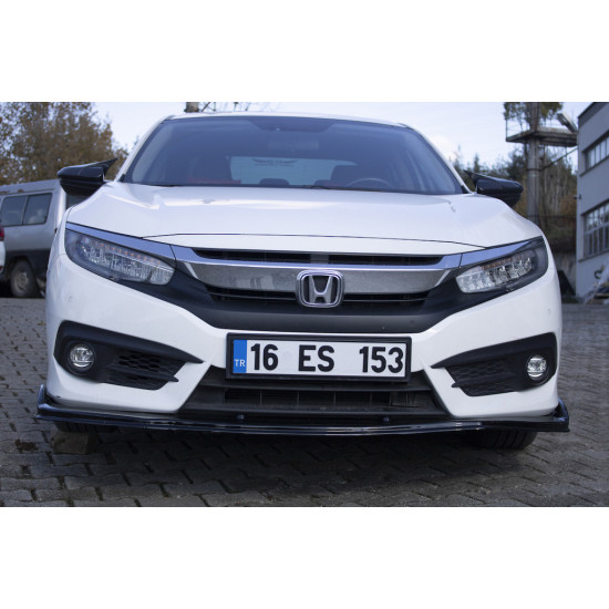 Накладка на передній бампер ЛИП V1 (чорна) для Honda Civic Sedan X 2016-2021 рр