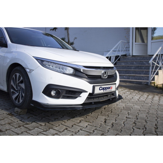 Накладка на передній бампер ЛИП V1 (чорна) для Honda Civic Sedan X 2016-2021 рр