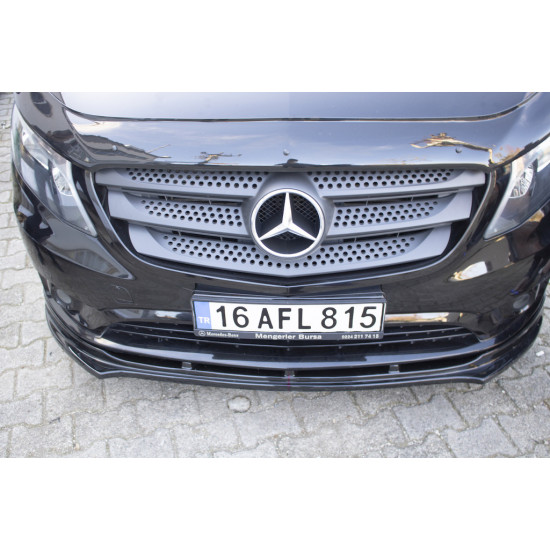 Накладка на передній бампер ЛИП (чорна) для Mercedes Vito / V-class W447 2014-2024 рр