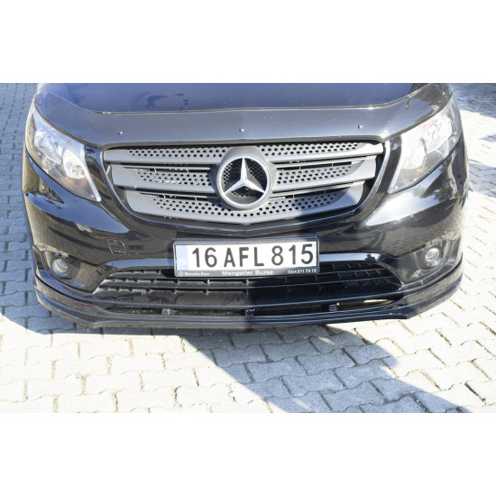 Накладка на передній бампер ЛИП (чорна) для Mercedes Vito / V-class W447 2014-2024 рр