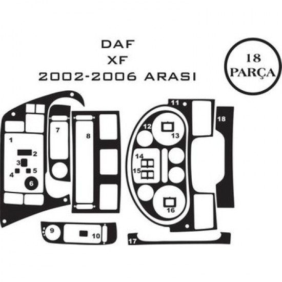 Накладки на панель (під дерево) для DAF XF95 2002-2006