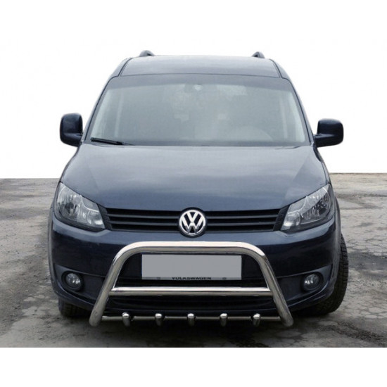 Кенгурятник WT003-4 (нерж) 60 мм, з написом для Volkswagen Caddy 2015-2020 рр