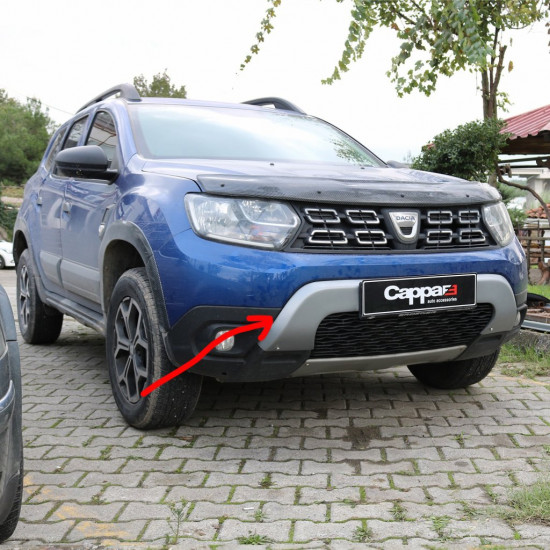 Накладка на передній бампер верхня (ABS, сіра) для Dacia Duster 2018-2024 рр