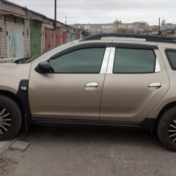 Молдинг дверних стійок (6 шт, нерж.) для Dacia Duster 2008-2018 рр