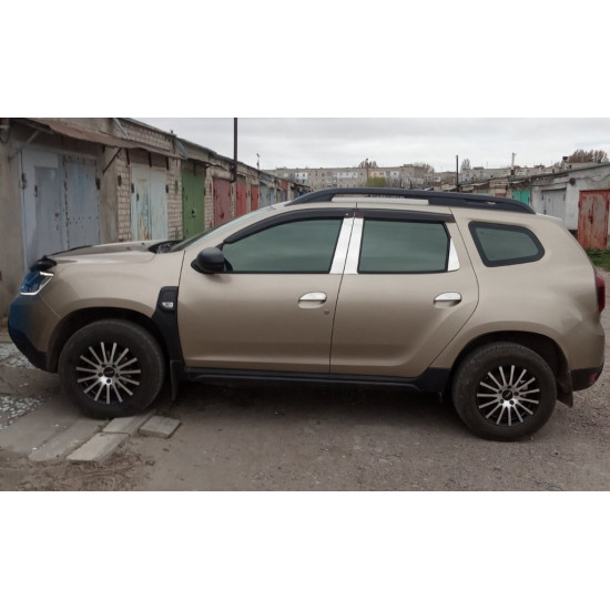 Молдинг дверних стійок (6 шт, нерж.) для Dacia Duster 2008-2018 рр