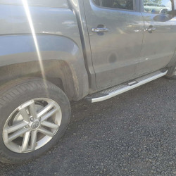 Бокові пороги Mevsim Grey (2 шт., Алюміній) для Volkswagen Amarok 2010-2022 рр
