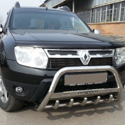 Кенгурятник з написом WT004 (нерж.) для Renault Duster 2008-2017 рр