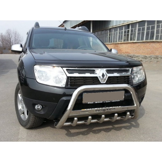 Кенгурятник з написом WT004 (нерж.) для Renault Duster 2008-2017 рр