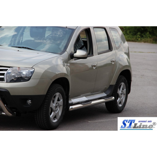 Бічні труби з вставками (2 шт., нерж.) для Renault Duster 2008-2017 рр