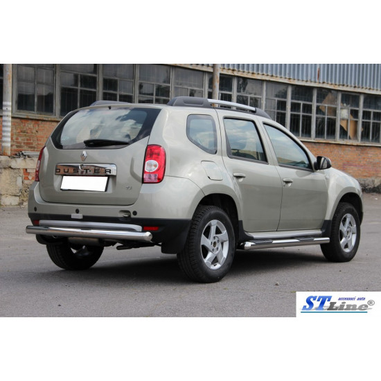 Бічні труби з вставками (2 шт., нерж.) для Renault Duster 2008-2017 рр