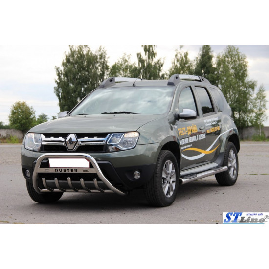 Бічні труби з вставками (2 шт., нерж.) для Renault Duster 2008-2017 рр