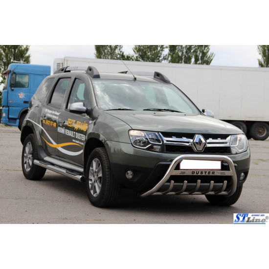 Бічні труби з втавками (2 шт., нерж.) для Dacia Duster 2008-2018 рр