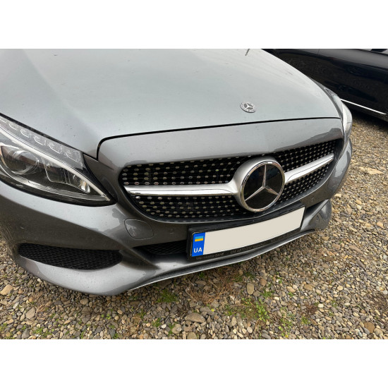 Передня решітка Diamond Silver 2014-2018, з камерою для Mercedes C-сlass W205 рр