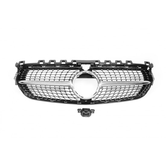 Передня решітка Diamond Silver (без місця під камеру) для Mercedes B-class W247 2019-2024 рр Передня решітка Diamond Silver (без місця під камеру) для Mercedes B-class W247 2019-2024 рр