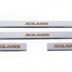Накладки на пороги Carmos Solaris V1 (4 шт, нерж) для Hyundai Accent Solaris 2011-2017 рр