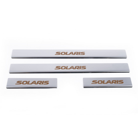 Накладки на пороги Carmos Solaris V1 (4 шт, нерж) для Hyundai Accent Solaris 2011-2017 рр Накладки на пороги Carmos Solaris V1 (4 шт, нерж) для Hyundai Accent Solaris 2011-2017 рр