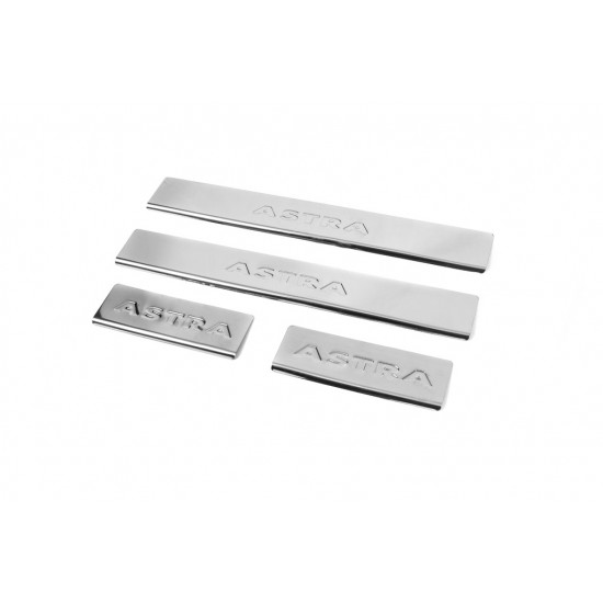 Накладки на пороги Carmos V2 (4 шт, нерж) для Opel Astra J 2010-2024 рр Накладки на пороги Carmos V2 (4 шт, нерж) для Opel Astra J 2010-2024 рр