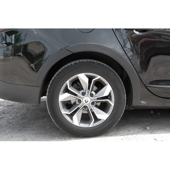 Накладки на арки (8 шт, чорні) SW, ABS - пластик для Renault Megane III 2009-2016 рр Накладки на арки (8 шт, чорні) SW, ABS - пластик для Renault Megane III 2009-2016 рр