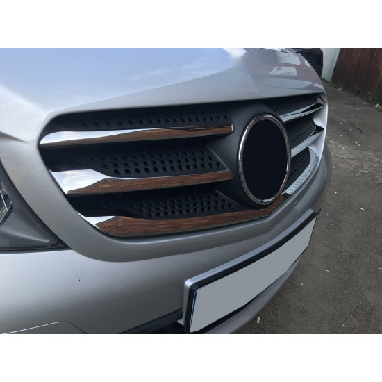 Накладки на решітку (5 шт, нерж) Carmos - Турецька сталь для Mercedes Citan 2013-2021 рр Накладки на решітку (5 шт, нерж) Carmos - Турецька сталь для Mercedes Citan 2013-2021 рр