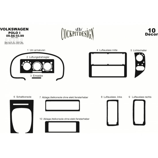 Накладки на панель (1994-1999) Алюміній для Volkswagen Polo рр