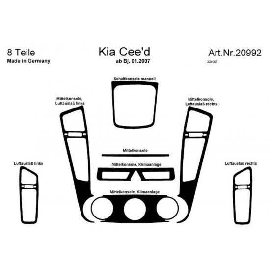 Накладки на панель (Meric) Алюміній для Kia Ceed 2007-2012 рр