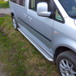 Бокові пороги Premium (2 шт., нерж) Стандартна база, d60 для Volkswagen Caddy 2004-2010 рр