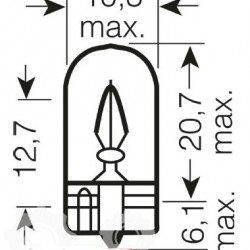 Вказівна лампа Osram 2825 W5W 12V W2.1X9.5D