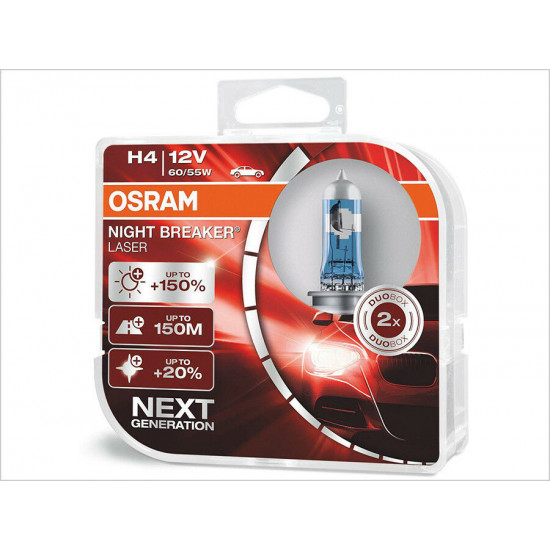 Лампа головного світла Osram H4 60/55W Night Breaker Laser -2024150% 64193NBL150