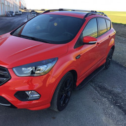 Бокові пороги Tayga Black (2 шт., Алюміній) З чорним листям на дверях для Ford Kuga/Escape 2013-2019 рр