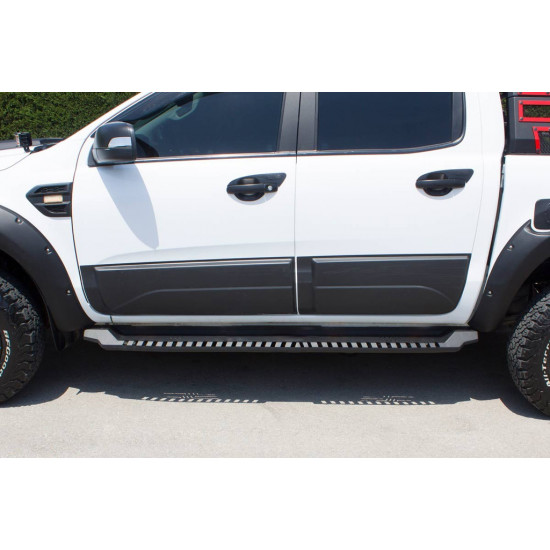 Бокові пороги Dakar V1 без LED (2 шт, метал) для Mitsubishi L200 2006-2015 рр Бокові пороги Dakar V1 без LED (2 шт, метал) для Mitsubishi L200 2006-2015 рр