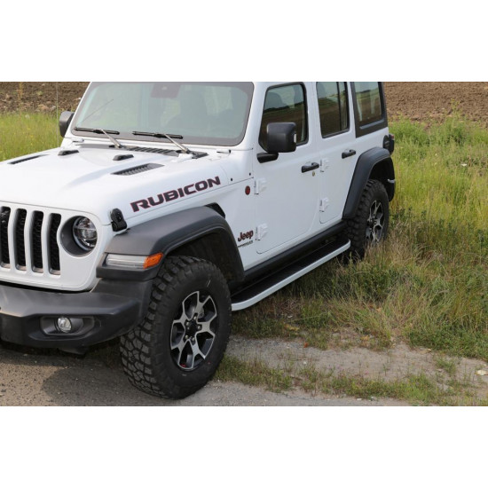 Бокові пороги Tayga Grey (2 шт., Алюміній) для Jeep Wrangler 2018-2024 рр Бокові пороги Tayga Grey (2 шт., Алюміній) для Jeep Wrangler 2018-2024 рр