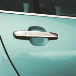 Накладки на ручки (4 шт, нерж) З кнопкою, Carmos - турецька сталь для Toyota Auris 2007-2012 рр