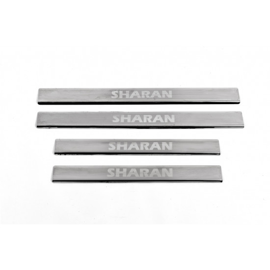 Накладки на пороги Carmos V2 (4 шт, нерж) для Volkswagen Sharan 2010-2024 рр Накладки на пороги Carmos V2 (4 шт, нерж) для Volkswagen Sharan 2010-2024 рр