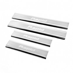 Накладки на пороги Carmos V2 (4 шт, нерж) для Skoda Rapid 2012-2024 рр