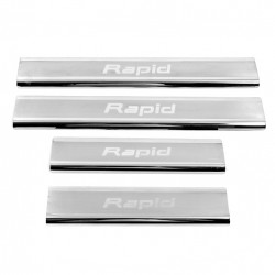 Накладки на пороги Carmos V2 (4 шт, нерж) для Skoda Rapid 2012-2024 рр