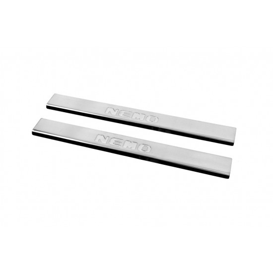 Накладки на пороги Carmos V2 (2 шт, нерж.) для Citroen Nemo 2008-2024 рр Накладки на пороги Carmos V2 (2 шт, нерж.) для Citroen Nemo 2008-2024 рр