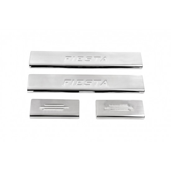 Накладки на пороги Carmos V2 (4 шт, нерж.) для Ford Fiesta 2002-2008 рр Накладки на пороги Carmos V2 (4 шт, нерж.) для Ford Fiesta 2002-2008 рр