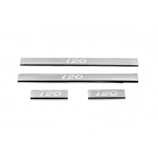 Накладки на пороги Carmos V2 (4 шт, нерж) для Hyundai I-20 2008-2012 рр Накладки на пороги Carmos V2 (4 шт, нерж) для Hyundai I-20 2008-2012 рр