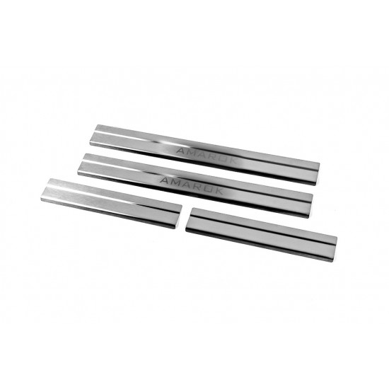 Накладки на пороги Carmos V2 (4 шт, нерж) для Volkswagen Amarok 2010-2022 рр Накладки на пороги Carmos V2 (4 шт, нерж) для Volkswagen Amarok 2010-2022 рр